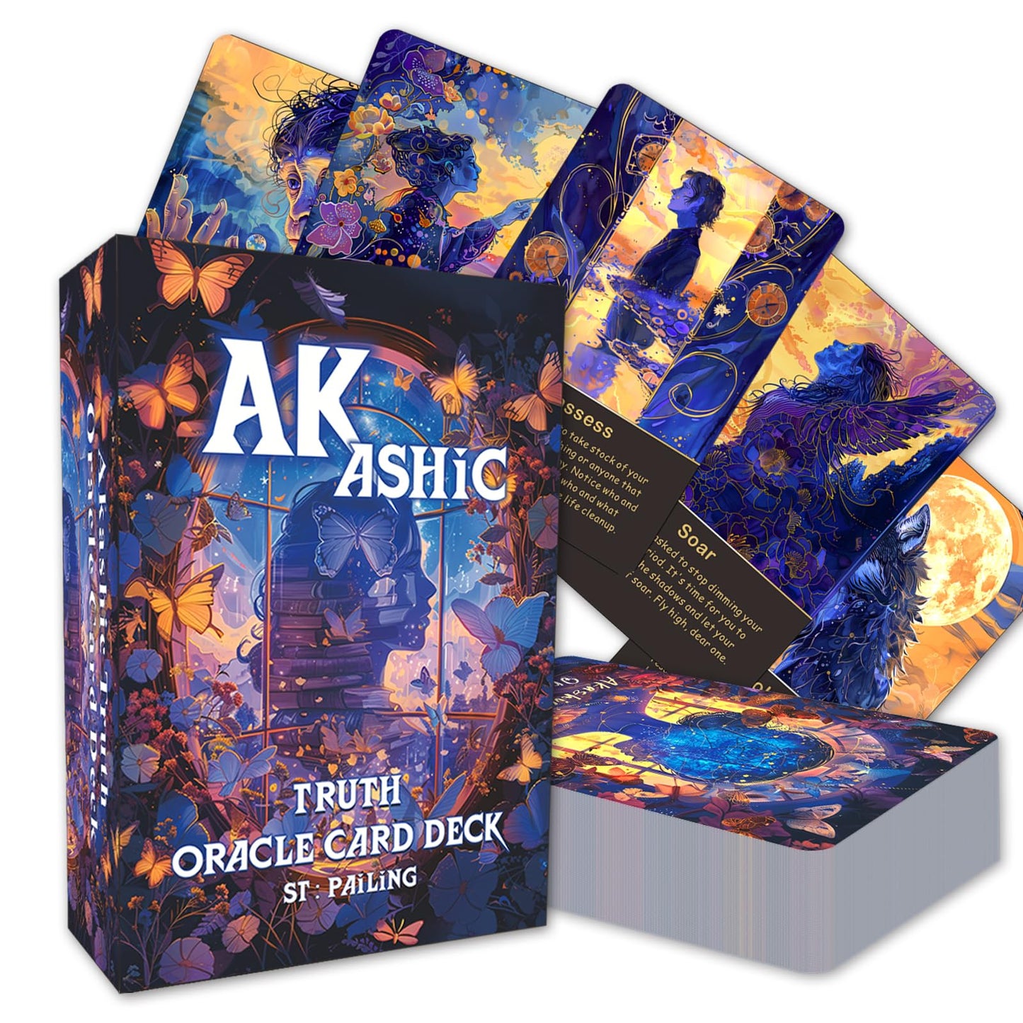 Akashic Oracle Cards, Oracle Cards and tarot cards for Beginners, Energy Healing Oracle Cards, 75 Oracle Cards to Reveal Soul's Truth, Clear Karmic Influences.